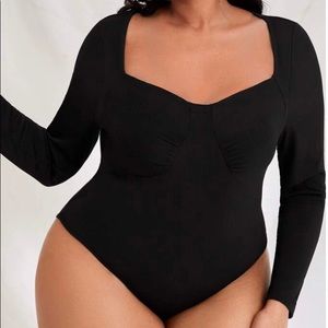 Ribbed Knit Sweetheart Neck Bodysuit